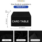 HolidayIdeas Card Table Covers Fitted Square 34x34 Inch, Wrinkle Resistant Washable Black Square Tablecloth 3 Ft for Folding Table Set of 4