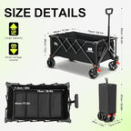 Collapsible Wagon with Wheels,Wagons Carts Foldable Wagon Cart with Flexible Handle, Lightweight Portable Folding Utility Grocery Shopping Cart for Grocery Sports Garden Camping(Black)