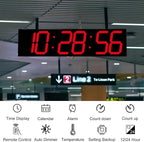 28.5in Double Sided Digital Wall Clock, Multifunctional Led Large Clock with Timer, Temperature and Date Display, Hanging Digital Clock Large Display for Corridors, Hospitals (Red)
