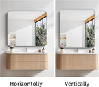 FORBATH 40x36 Inch Silver Bathroom Mirror for Over Sink, Large Rectangular Wall Mirror with Metal Frame, Rounded Corners for Bathroom, Bedroom, Entryway Decor (Horizontal or Vertical)