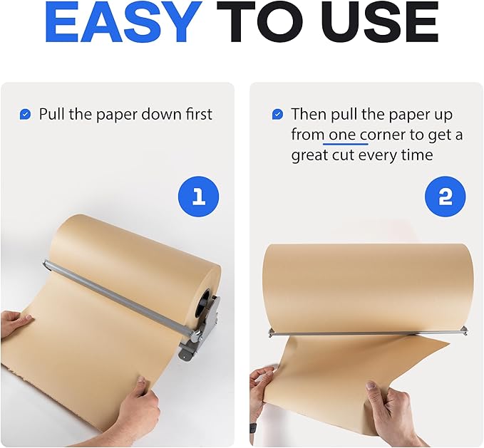 IDL Packaging 36" Kraft Paper Roll Dispenser & Cutter for Rolls up to 36" Wide and 9" in Diameter – Tabletop Reinforced Steel Paper Holder with a Cutter – for Kraft and Butcher Paper
