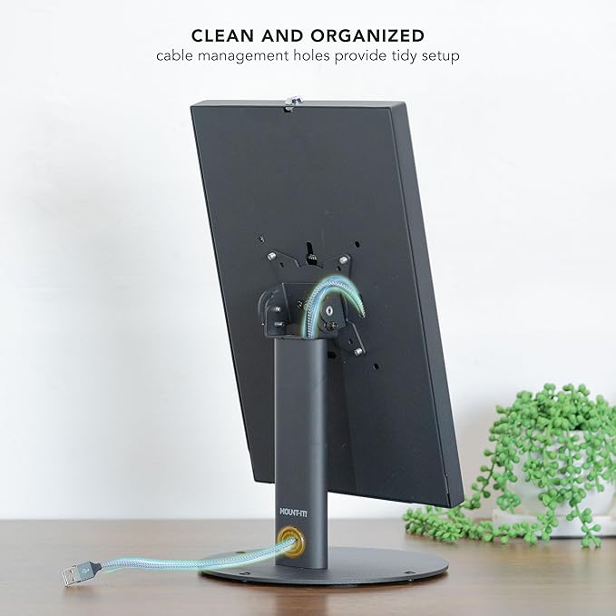 Mount-It! Lockable Tablet Countertop Stand for Samsung Tab A9+, S9, S9 FE, S8, A8 – Anti-Theft POS Stand, Fully Enclosed Security Case, Freestanding or Bolt-Down, Rotating & Tilting Display, Steel