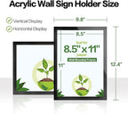 Acrylic Sign Holder 8.5x11 Wall Mount - 5 Pack Adhesive Frames, Magnetic Frame, Document & Picture Holder for Wall, Door, Glass Acrylic Frame with Strong Magnetic Sign Holder