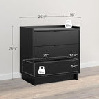 Prepac Simply Modern Nightstand Bedside Table, Black Nightstand for Bedroom, End Table with 3 Drawers 26.5" W x 26.75" H x 16" D