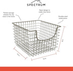 Spectrum Diversified 98977 Scoop Wire Basket, Vintage-Inspired Steel Storage Solution for Kitchen, Pantry, Closet, Bathroom, Craft Room & Garage, Single, Satin Nickel