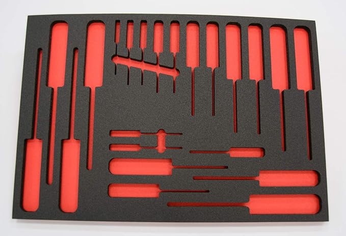 5S TOOL BOX SHADOW FOAM ORGANIZERS (2 COLOR) CUSTOM SIZE (18" x 36", Black Top/Red Bottom)