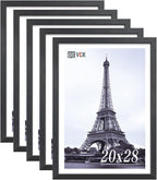VCK 20x28 Solid Wood Poster Frame Set of 5,Textured Exclusive Black Picture Frames, Wall Hanging