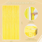3 Pack Foil Fringe Backdrop - Pastel Yellow Shiny Tinsel Curtains for Party Decoration/Photo Booth Props - 3.3x8.2 FT Metallic Foil Backdrop for Birthday, Wedding, Graduation, Christmas.