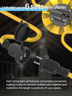 HYPERLITE LED Construction String Lights: 50FT LED String Work Lights with 5 Bulbs - IP65 Waterproof Linkable Temporary Lighting for Job Site Attic Renovation Crawlspace Lighting