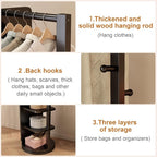 WoodsWhisper Full Length Mirror Coat Rack Solid Wood Floor Mirror 66"x12" Full Length Mirror with Stand Long Mirrors for Bedroom,Living Room