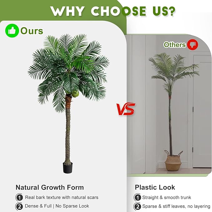 9FT Large Artificial Palm Tree Big Faux Tropical Phoenix Trees Indoor Outdoor Realistic Floor Plants Tall Fake Plant for Home Living Room Office Decor Porch Outside Patio arboles para decoracion