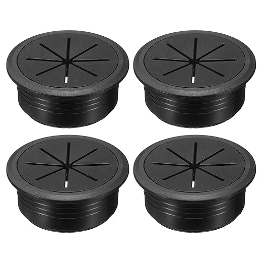 uxcell 4 Pcs Desk Grommet, 2.09 inch 53mm Desk Cable Hole Cover Wire Hole Insert for Home Office Table Cabinet Cord Organizer, Black