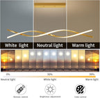 Modern Ceiling Pendant Light, with Remote Control Dimmable 3 Color Mode & Brightness Ceiling Lamp, Anti-Flicker Dining Light Fixture for Kitchen, Dining Room (Gold)