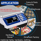 Counting Scale 30kg/66lb x 0.5g Digital Bench Scale for Parts and Coins kg/g/lb/oz Electronic Gram Scale Large Range Lab Industrial Inventory Piece Counting Balance Scales