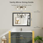 40x30 Inch Black Bathroom Mirror for Wall, Thick Metal Framed Rectangle Mirrors for Over Sink, Bedroom, Living Room, Entryway, Anti-Rust, HD Tempered Glass