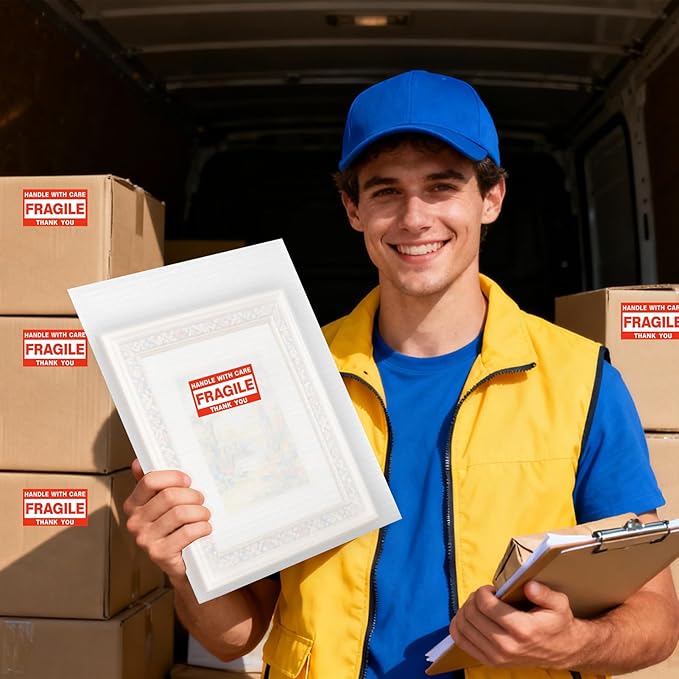 560 pcs Moving Packaging Supplies, 280 Cushioning Foam Pouches and Sheets, 4 Sizes (16x12", 12x12", 12x7.8", 7.8x7.8") with 280 Fragile Stickers, Cushion Foam Pouch for Moving, Packaging, Storage.