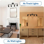 Jolux LED 4 Light Track Lighting Kit, Black 4 Way Ceiling Spot Lighting, Included 4 GU10 Bulbs 1100LM 5CCT Selectable,Flexibly Rotatable Light Head for Kitchen Cabinet Art Walls Hallway Living Room