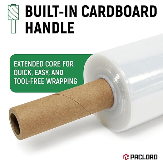 5" x 1000' Industrial Strength Mini Stretch Wrap with Extended Core Handles, Ready to Use Pack of 12 Clear Stretch Film Rolls, 80 Gauge, 500% Elongation - Shrink Wrap for Moving, Packing