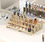 2 Set Large Wooden Tiered Riser Display Stands for Vendor Events,Stackable Perfume Organizer Cologne Stand for Men Women,Wooden Cupcake Dessert Stand,Wood Dessert Table Display Set,Food Display Risers for Party（12-11.2-10.4-9.6IN）