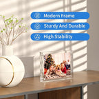 NIUBEE 5x7 Acrylic Frame, Clear Picture Frame 20% Thicker Block,Frameless Acrylic Frames Double Sided,Magnetic frames Display Desktop for Office/Home