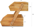 2 Tier Wooden Fruit Basket For Kitchen, Bread Vegetable Fruit Basket Bowl Stand, Farmhouse Fruit Bowl for Countertop, Large
