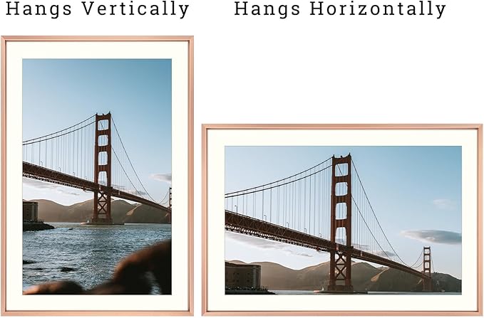 Frametory, 13x19 Metal Picture Frame with Mat for 11x17 Picture & Real Glass, Aluminum Photo Frame Collection (Rose Gold, 2 Pack)