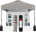Best Choice Products 10x10ft Easy Pop Up Canopy w/Side Wall, 10 Pockets, Portable Carrying Case, 1-Button Setup, 4 Weight Bags - Light Gray
