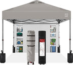 Best Choice Products 10x10ft Easy Pop Up Canopy w/Side Wall, 10 Pockets, Portable Carrying Case, 1-Button Setup, 4 Weight Bags - Light Gray