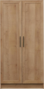 Prepac Natural Oak Elite 65" Tall Accent Kitchen Pantry Cabinet, Craft or Bathroom Storage Cabinet, Buffet Storage with Panel Doors, 3 Shelves, 32" W x 16.75" D x 65" H, Ideal for Home Organization