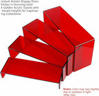 ELEGANTLIFE Acrylic Display Riser,4.3mm Heavy Duty Crystal Display Stand Shelf Layered Aesthetic, Jewelry Display Shelf Risers for Décor,4 Pack Set Multi-color (Red)