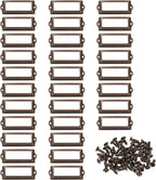PATIKIL 83x32.5mm Metal Label Holders, 30 PCS Label Name Card Tag Frames with Screws for Office Library File Cabinets Shelves Wood Drawers Fabric Bins, Red Bronze