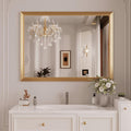Amorho Bathroom Mirror, 48x36 Inch Golden Thick Metal Framed Wall Mirrors for Over Sink, Wall-Mounted Mirrors Perfect for Bedroom, Living Room, Entryway, Rectangle (Horizontal/Vertical).