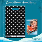 JinRuiKJ Poly Mailers with Handle 14.5x19 Inch 50 Pcs, Easy to Carry Packaging Bags for Small Business, Thank You Shipping Bags with Self Adhesive Strip, Tearproof and Waterproof - White Polka Dot
