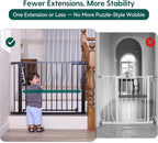 BABELIO Baby Gate for Doorways and Stairs, 36-41" Pet Gate with Wide Walk Thru Door and Lock Indicator, No Drill Pressure Mounted Safety Gate with Double Lock and Self-Closing, Black