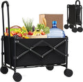 Collapsible Folding Shopping Cart, Portable Foldable Wagon with 220lbs Large Capacity, Collapsible Utility Wagon Cart for Shopping, Grocery, Camping, Gardening