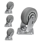 5'' × 2'' Caster Wheels, Heavy Duty Industrial Casters Set of 4 Rubber Wheels, Load 2800lbs Capacity, Swivel Caster for Cart Dolly Toolbox Trolley (4 Swivel)