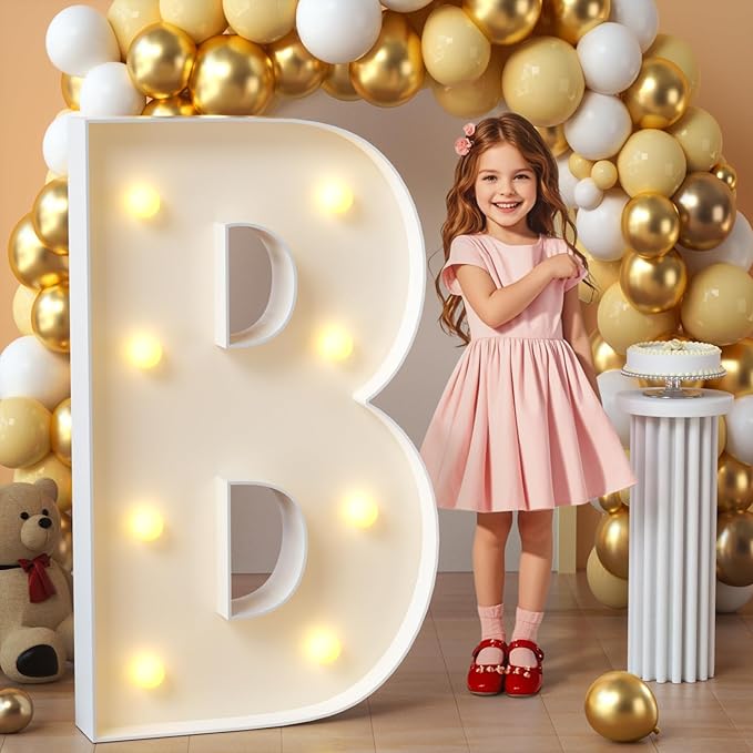 imprsv Marquee Light Up Letters, 3FT Mosaic Letters with Light for Baby Shower Graduation Party Decor, Large B for Engagement Wedding Party Decorations (Need to Assemble)