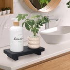 Wooden Pedestal Stand Black Bathroom Counter Organizer Tray Decor Farmhouse Wood Risers Small Hand Soap Dish Dispenser Holder for Kitchen Sink Modern Bathroom Vanity Accessories Decorative Tray