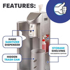 Zogics All-in-One Cleaning Station – Complete Cleaning Station with Wipes Dispenser, Gel Dispenser, Trash Can and Storage, Silver (1 Station)