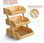 G.a HOMEFAVOR Bamboo Fruit Basket, Fruit Organizer for Kitchen Counter, Vegetable Storage Stand, 15 mm Thickness (Self-assembly)