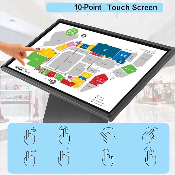 32 inch Touch Screen Kiosk, LCD Screen Self Service Kiosk, K-Style Stand Inquiry Machine, Interactive Display for Mall Navigation/Self-Ordering/Advertising/Retail Store