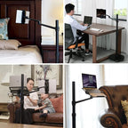 Dual Arm Height Adjustable Stand Mount with Rolling Wheel for Laptop 11-17 inch and Compatible with ipad,iPad mini.ipad pro 12.9 inch,Tablet,Ereader (Black 4 Legs)