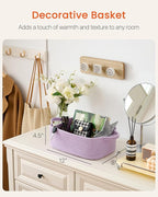 KALLAX Small Woven Basket, 12 x 8 x 4.5 Inches, Small Storage Baskets for Organizing, Gift Baskets Empty, Cute Rope Shelf Closet Storage Bins for Shelves, Dog Toy Basket, Purple