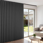 Room Divider Blackout Curtains Flexible Sliding Tracks Sets Ceiling Mounted Rod Window Curtain Privacy Separation for Bedroom Living Rooms,1 Panel Black Drape and Black Track Set-W216xH72 in