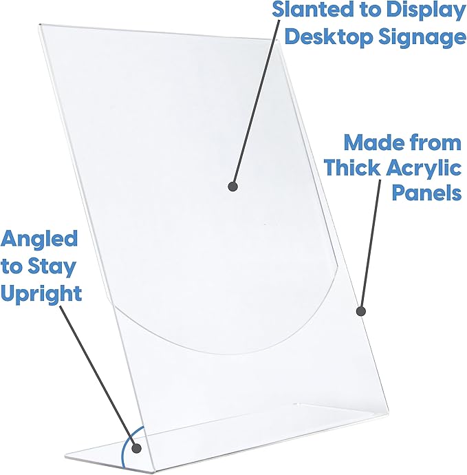 Mammoth DuraClear Acrylic Sign Holders 8.5 x 11 - Extra Thick and Durable Desktop Paper Sign Holders - Perfect for Retail and Booth Display Supplies - 3 Pack, Portrait