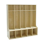 Factory Direct Partners Birch 5-Section Coat Locker with Bench, 10 Storage Cubbies and Coat Hooks; Durable, Sturdy Furniture for Home, Daycare, Preschool, Montessori Classroom