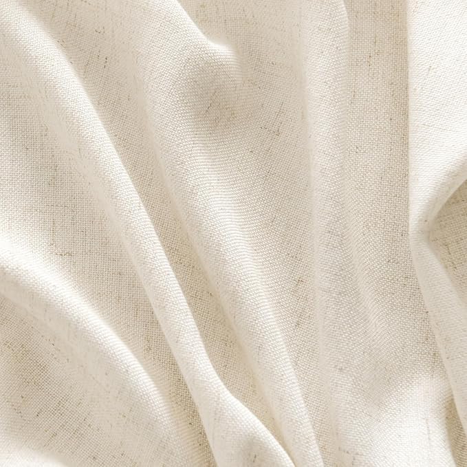 MIULEE Non-See-Through Privacy Linen Curtains 2 Panels, Light Filtering Window Curtains Farmhouse Textured Back Tab Semi Sheer Drapes for Bedroom Living Room, 52 x 90 Inches Long, Cream Ivory