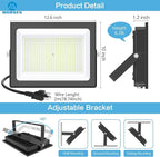 MORSEN 400W Flood Lights Outdoor, 48000lm Bright LED Work Light with Plug, 6500K Daylight White LED Flood Lighting, IP66 Waterproof Security Yard Lights for Yard Garage Stadium 2 Pack