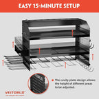 Veitorld Power Tool Organizer Wall Mount with Charging Station, 4 Drill Holder Heavy Duty Cordless Tool Storage Rack, Metal Garage Organizers and Storage, Christmas Birthday Gifts for Men Dad Him