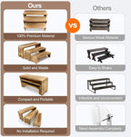 Display Riser Wood Risers Cupcake Stand 3 Tier Racks Decorative Rectangular, 2 Set 6 Piece Cologne Perfume Organizer Dessert for Vendors Event(Nature Wood)